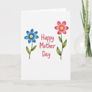 Azure Crimson Floral Mother Card
