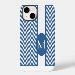 Azure Elegant Chevron Design with monogram Case-Mate iPhone 14 Case