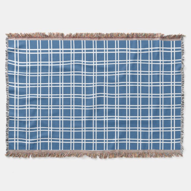 Azure Elegant Lattice at Emporiomoffa Throw Blanket (Front)