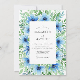 Azure Ethereal Floral Wedding Invitation