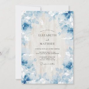Azure Ethereal Leaf Wedding Invitation