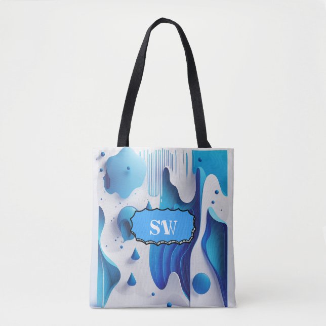 Azure Flow Monogrammed Carry-All Tote (Front)