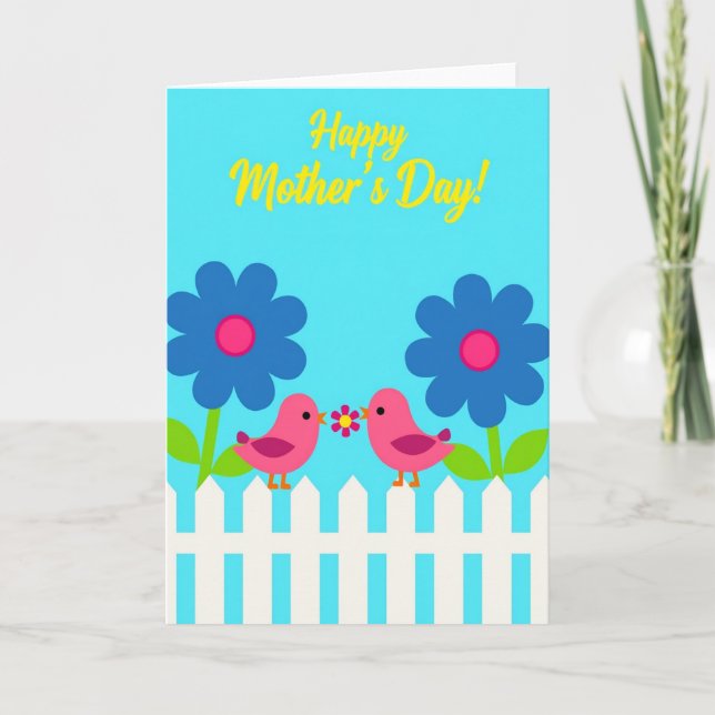 Azure Flower Bird Card (Front)