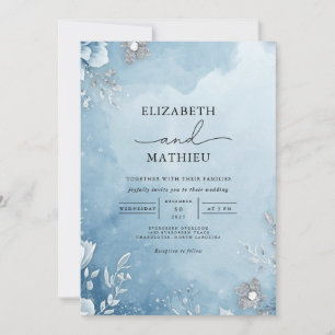 Azure Frost Botanical Wedding Invitation