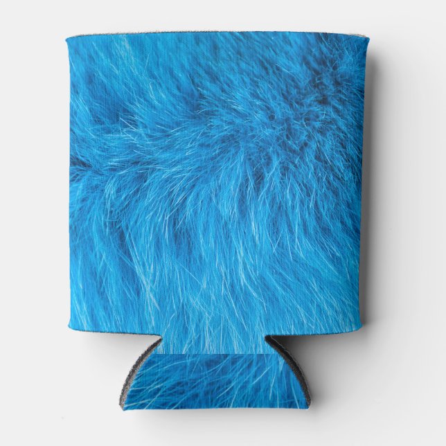 Azure furry texture, closeup animal fur. can cooler (Front)