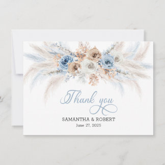 Azure & Gold Harmony: Wedding Thank You Card