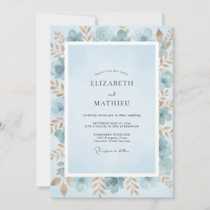 Azure Gold Painted Wedding Invitation