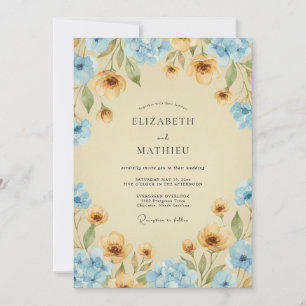 Azure Gold Petal Wedding Invitation