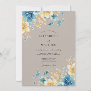 Azure Golden Painted Wedding Invitation