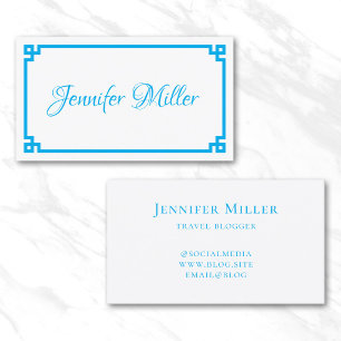 Azure Greek Key Minimalist Business Card
