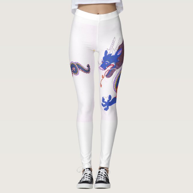 Azure Guardian-Japanese Dragon of the Eastern Sky Leggings (Front)