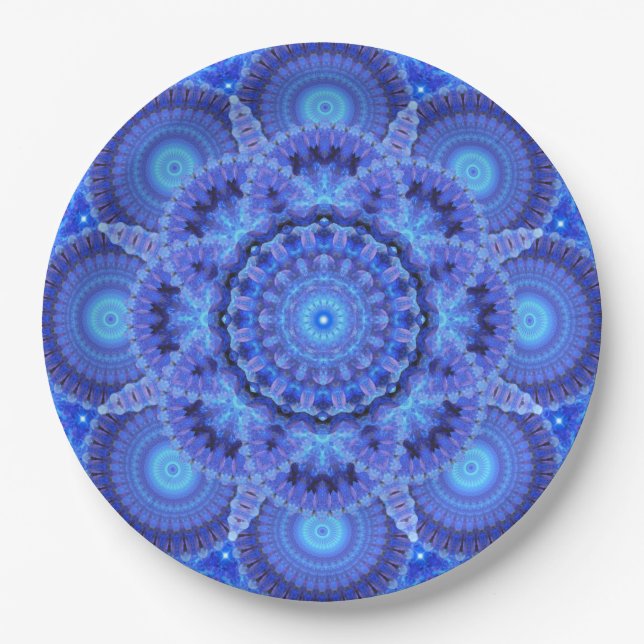 Azure Harmony Mandala Paper Plate (Front)