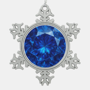 Azure Heart Stone Snowflake Pewter Christmas Ornament