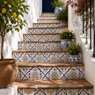 Azure Imperial Regal Blue and Gold European Luxury Tile