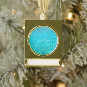 Azure lagoon in Red sea Gold Plated Banner Ornament