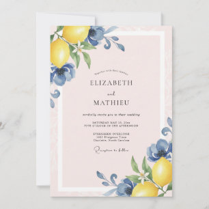 Azure Lemon Fruit Eucalyptus Wedding Invitation
