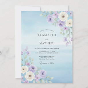 Azure Lilac Leaf Wedding Invitation
