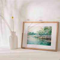 Azure Mangrove Majesty: Watercolor Blue-Green