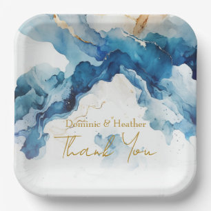 AZURE Marble Dreams Gala Paper Plate