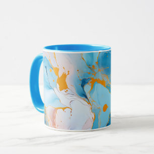 Azure Marble with Golden Splashes Mug