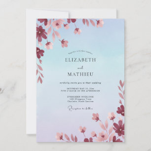Azure Mauve Wildflower Wedding Invitation