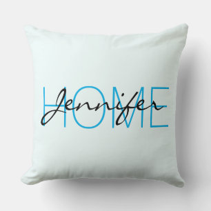 Azure mist colour home monogram cushion
