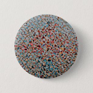 Azure Mosaic Flow Abstract Textured Pattern 6 Cm Round Badge