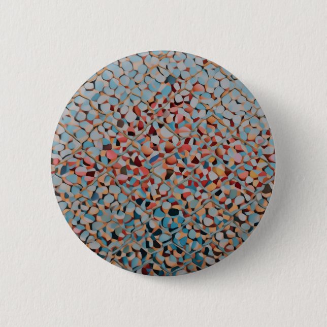 Azure Mosaic Flow Abstract Textured Pattern 6 Cm Round Badge (Front)