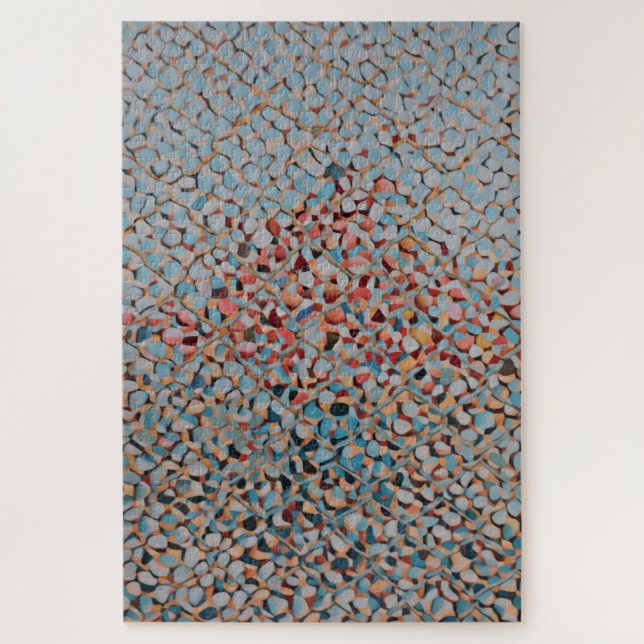 Azure Mosaic Flow Abstract Textured Pattern Jigsaw Puzzle (Vertical)