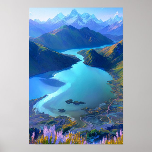 Azure Oasis: A Serene Mountain Lake Poster (Front)