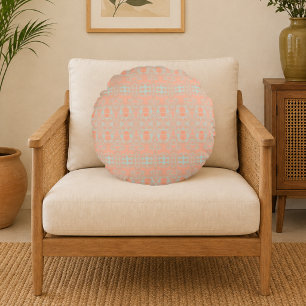 Azure Oasis Moroccan Geometric Round Cushion