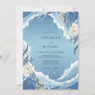 Azure Ocean Rose Wedding Invitation
