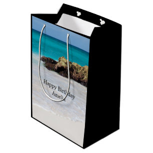 Azure Ocean Sandy Beach Photo Birthday Medium Gift Bag