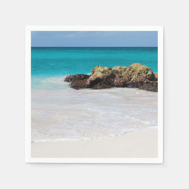 Azure Ocean Sandy Beach Photo Napkin (Front)