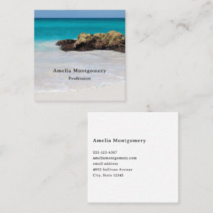 Azure Ocean Sandy Beach Photo Square Business Card