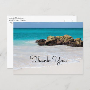 Azure Ocean Sandy Beach Photo Thank You Postcard