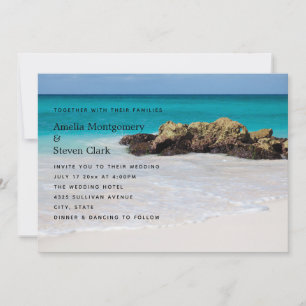 Azure Ocean Sandy Beach Photo Wedding Invitation
