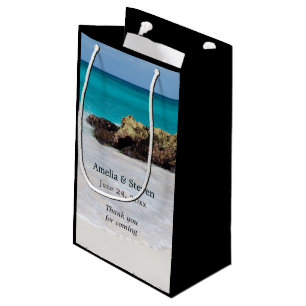 Azure Ocean Sandy Beach Photo Wedding Small Gift Bag