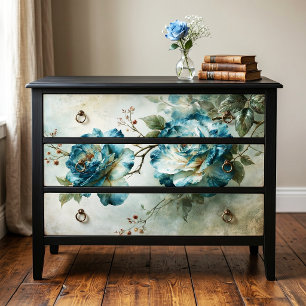 Azure Oil Paint Vintage Rose Branch Decoupage Tissue Paper