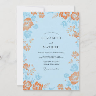 Azure Orange Petal Wedding Invitation