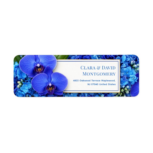 Azure Orchid Hydrangea Botanical Return Address (Front)
