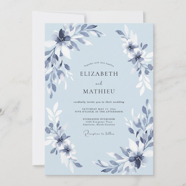 Azure Petal Wedding Invitation (Front)