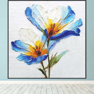 Azure Radiance Abstract Bloom Painting Canvas Print