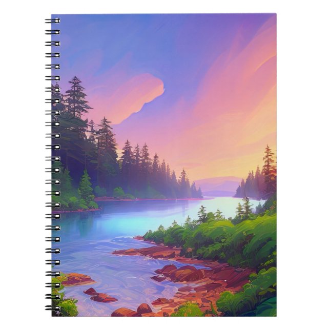 Azure River Amongst the Serenity of a Pine Forest Notebook (Front)