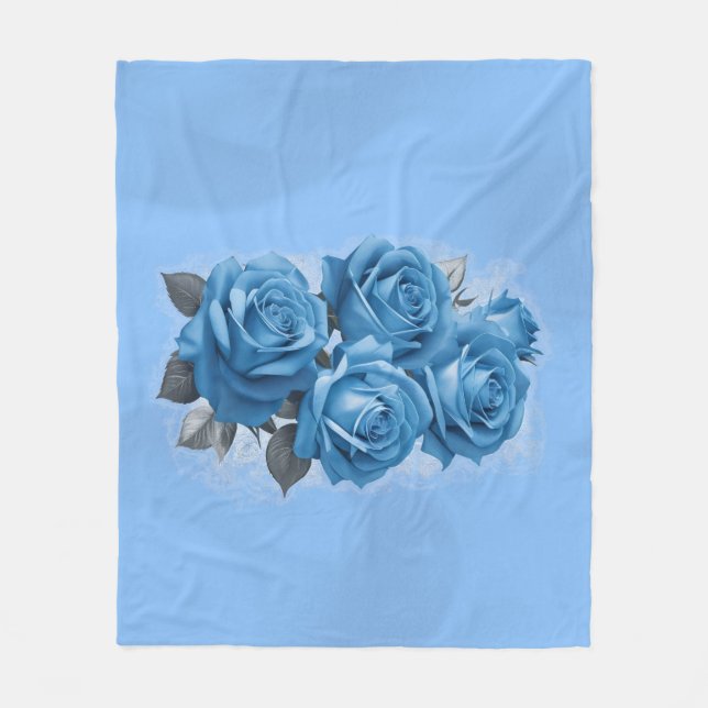 Azure Rose Serenity Fleece Blanket (Front)
