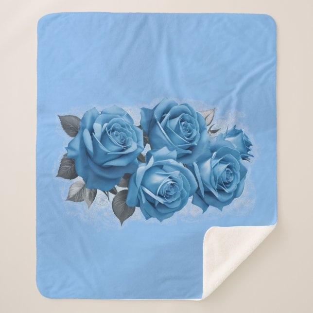 Azure Rose Serenity Sherpa Blanket (Front)