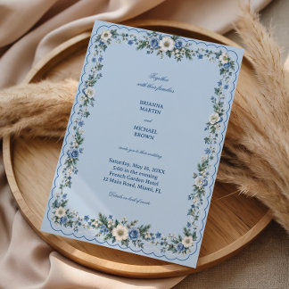Azure Roses Follow Scalloped Paths Invitation