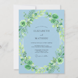 Azure Sage Foliage Eucalyptus Wedding Invitation