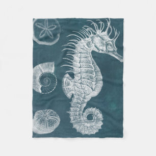Azure Seahorse Study I Fleece Blanket