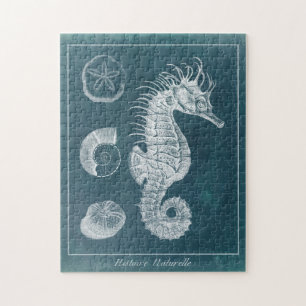Azure Seahorse Study I Jigsaw Puzzle